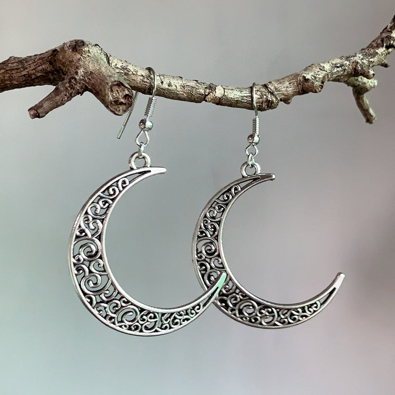 Vintage Steel Moon Earrings